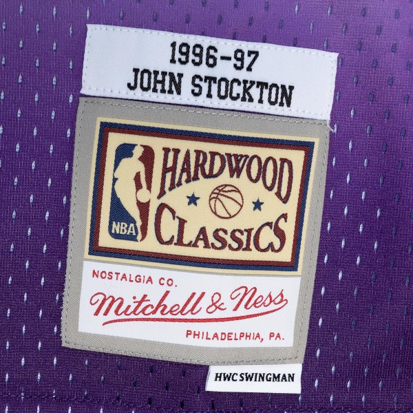 Игровая форма  John Stockton Utah Jazz Mitchell & Ness Hardwood Classics 1996/97 Split Swingman - Purple/Turquoise