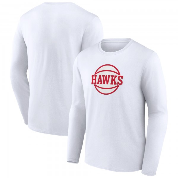 Atlanta Hawks White Alternate Logo Long Sleeve T-Shirt