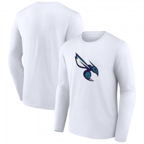 Футболка с длинным рукавом Charlotte Hornets White Alternate Logo