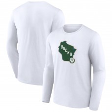 Футболка с длинным рукавом Milwaukee Bucks Alternate Logo - White