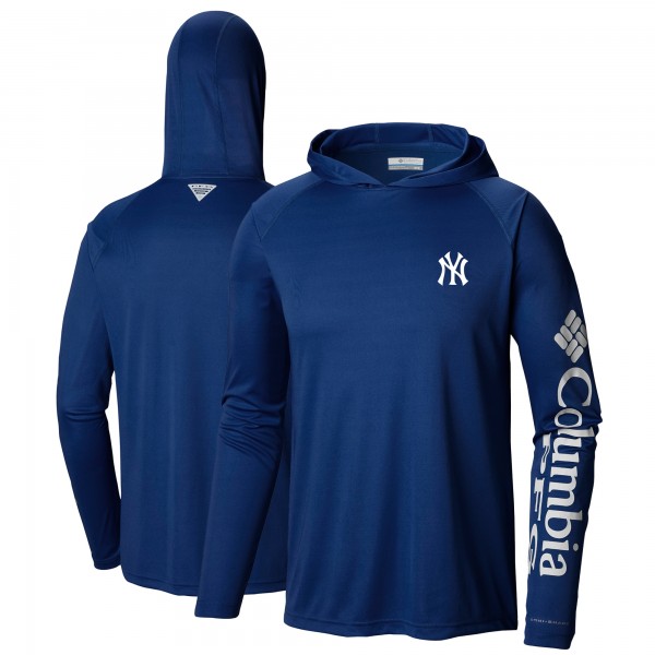 New York Yankees Columbia Navy Terminal Tackle Long Sleeve Hoodie T-Shirt