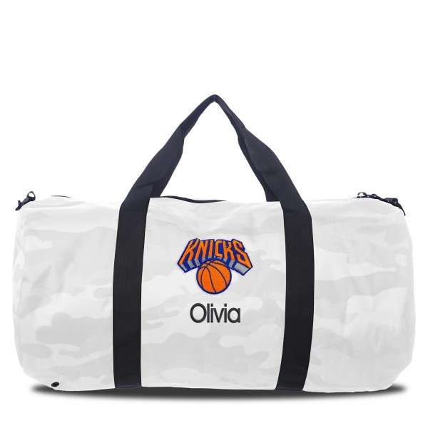Именная спортивная сумка New York Knicks White Camo Print