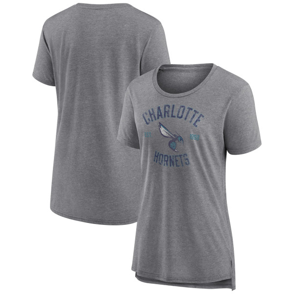 Женская футболка Charlotte Hornets Heather Gray Heritage Tri-Blend