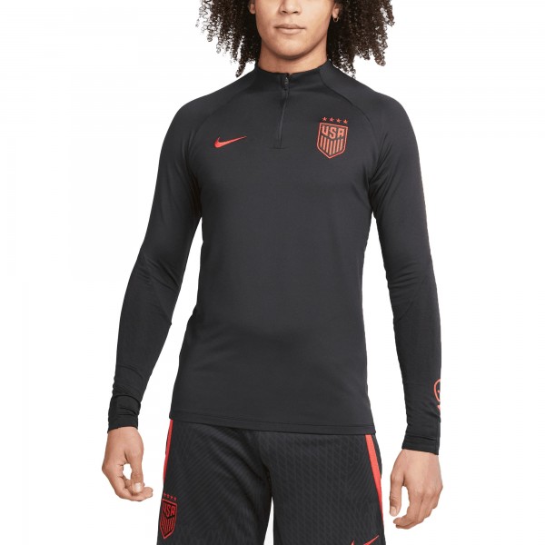 USWNT Nike 2023 Strike Drill Performance Raglan Quarter-Zip Long Sleeve Top - Black