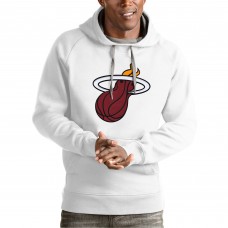 Miami Heat Antigua White Team Logo Victory Pullover Hoodie