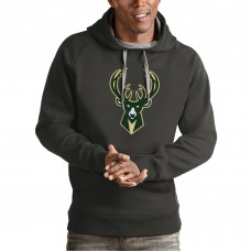 Milwaukee Bucks Antigua Charcoal Team Logo Victory Pullover Hoodie
