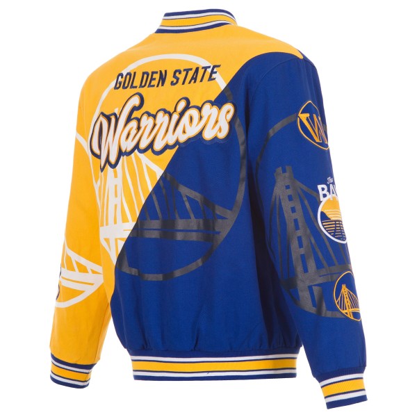 Кофта на молнии Golden State Warriors JH Design Split All Over - Gold/Royal