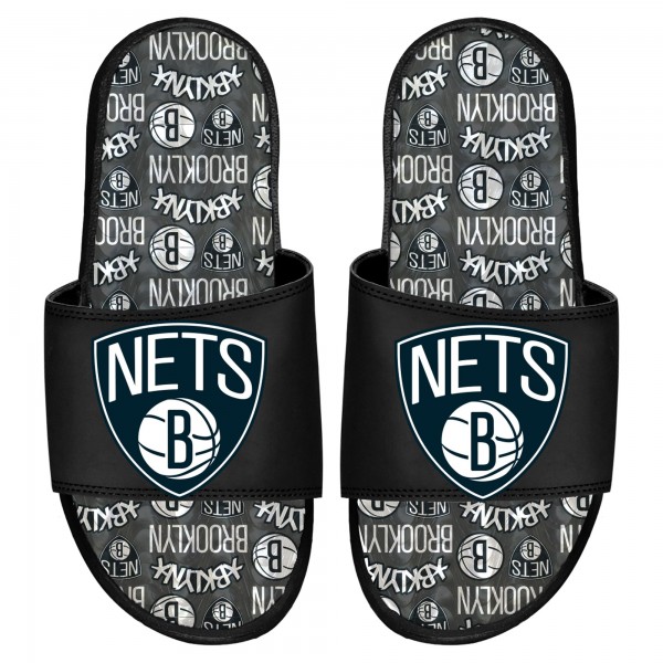Brooklyn Nets ISlide Team Pattern Gel Slide Sandals