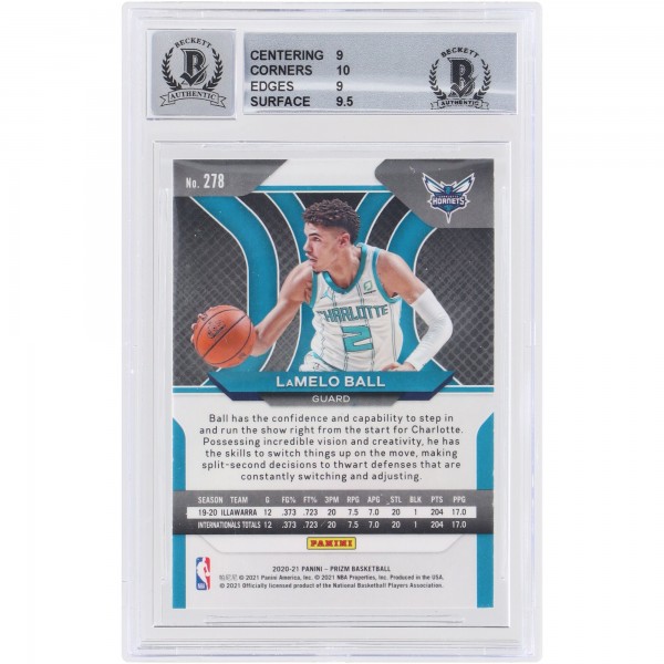 Autographed Charlotte Hornets LaMelo Ball 2020-21 Panini Prizm #278 Beckett Witnessed Authenticated 9/10 Rookie Card - 14838160