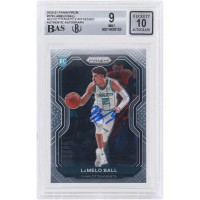 Autographed Charlotte Hornets LaMelo Ball 2020-21 Panini Prizm #278 Beckett Witnessed Authenticated 9/10 Rookie Card - 14838153