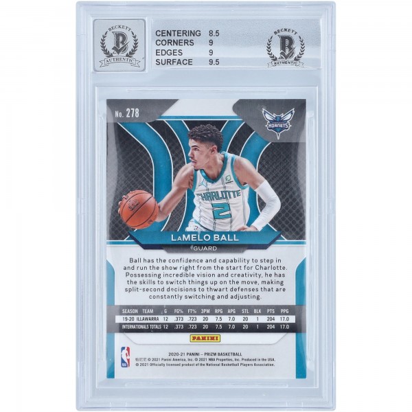 Autographed Charlotte Hornets LaMelo Ball 2020-21 Panini Prizm #278 Beckett Witnessed Authenticated 9/10 Rookie Card - 14723392