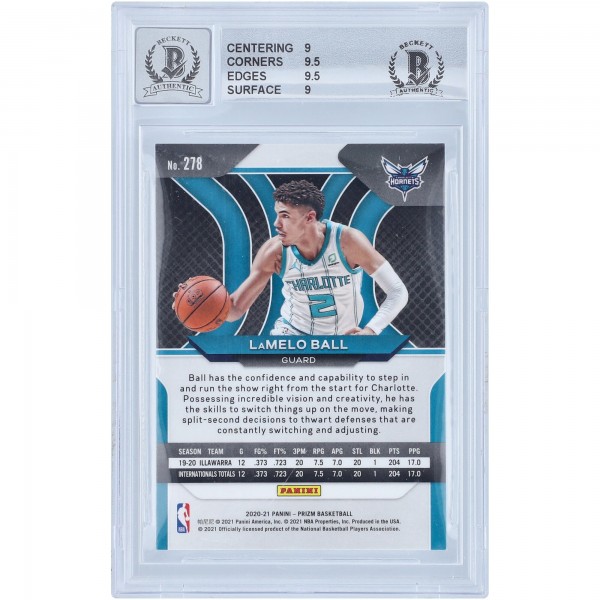 Autographed Charlotte Hornets LaMelo Ball 2020-21 Panini Prizm #278 Beckett Witnessed Authenticated 9/10 Rookie Card - 14723497