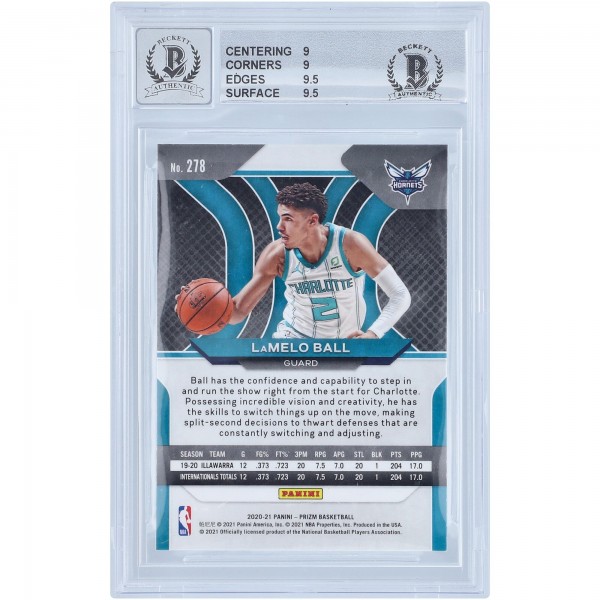 Autographed Charlotte Hornets LaMelo Ball 2020-21 Panini Prizm #278 Beckett Witnessed Authenticated 9/10 Rookie Card - 14838151