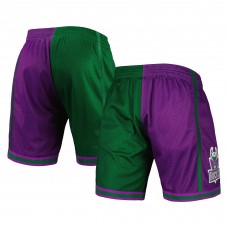 Milwaukee Bucks Mitchell & Ness Hardwood Classics 1996 Split Swingman Shorts - Green/Purple