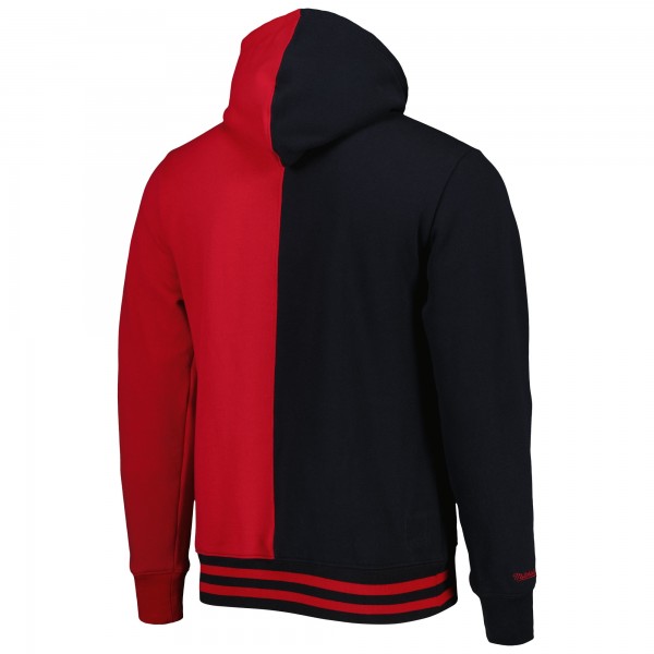 Philadelphia 76ers Mitchell & Ness Black/Red Hardwood Classics Split Pullover Hoodie