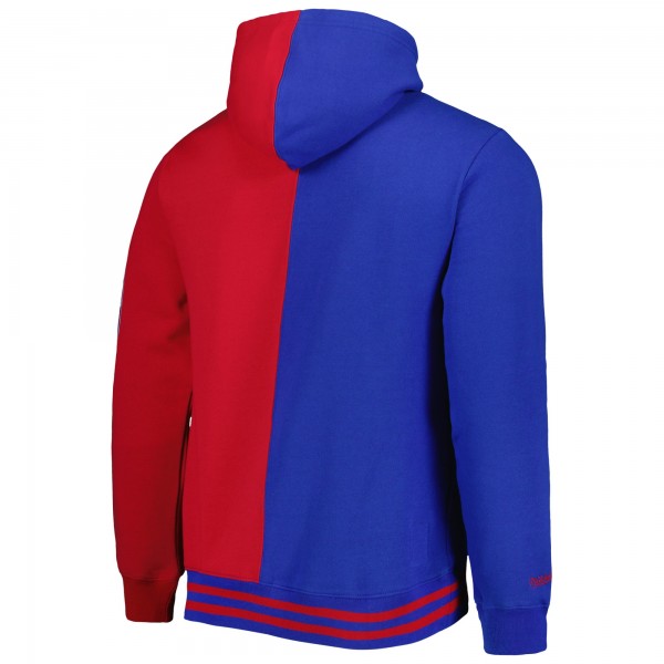 Philadelphia 76ers Mitchell & Ness Royal/Red Hardwood Classics Split Pullover Hoodie