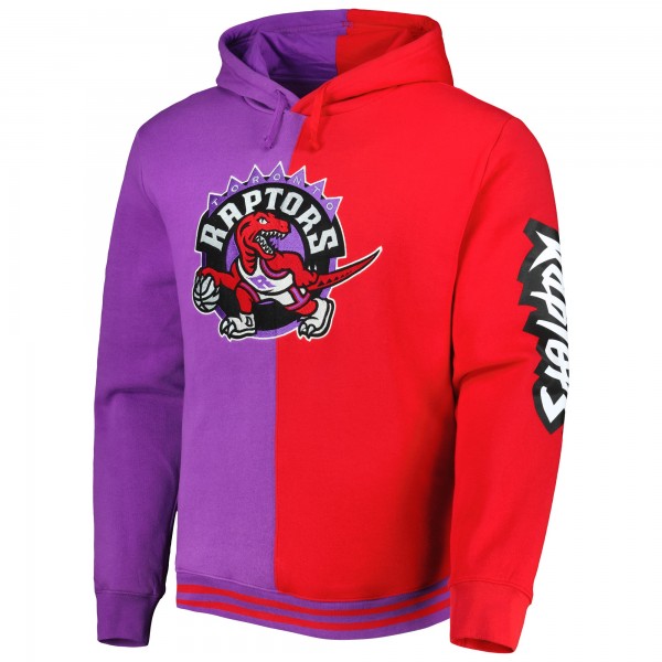 Toronto Raptors Mitchell & Ness Purple/Red Hardwood Classics Split Pullover Hoodie