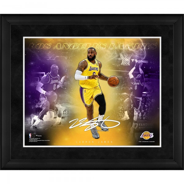 Facsimile Signature Los Angeles Lakers LeBron James Fanatics Authentic Framed 16 x 20 Stars of the Game Collage