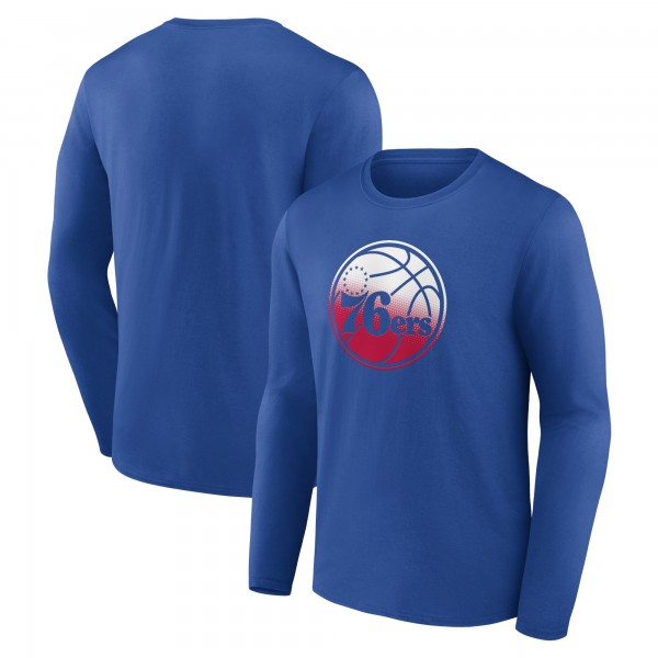 Philadelphia 76ers Royal Gradient Logo Long Sleeve T-Shirt