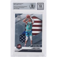 Autographed Charlotte Hornets LaMelo Ball 2020-21 Panini Mosaic National Pride #257 Beckett Witnessed Authenticated 10 Rookie Card