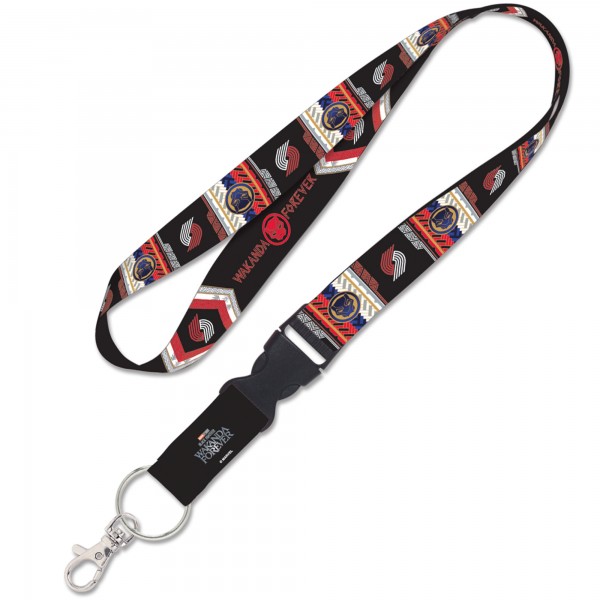 Portland Trail Blazers WinCraft Black Panther 2 Reversible Lanyard with Detachable Buckle
