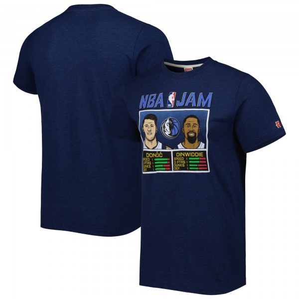 Футболка Luka Doncic & Spencer Dinwiddie Dallas Mavericks Homage NBA Jam Tri-Blend - Navy