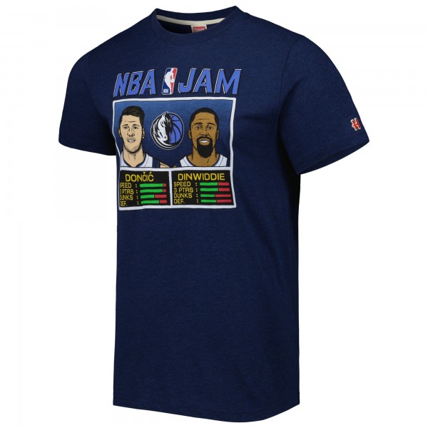 Футболка Luka Doncic & Spencer Dinwiddie Dallas Mavericks Homage NBA Jam Tri-Blend - Navy