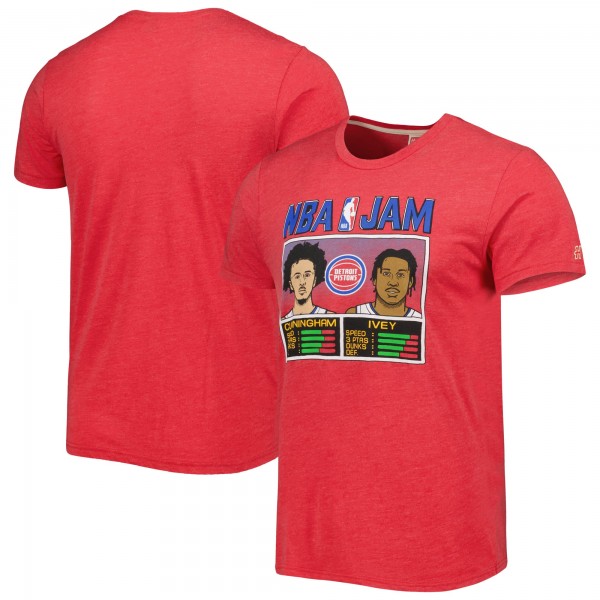 Футболка Cade Cunningham & Jaden Ivey Detroit Pistons Homage NBA Jam Tri-Blend - Red