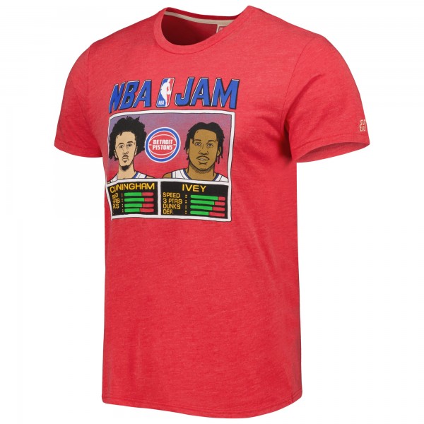 Футболка Cade Cunningham & Jaden Ivey Detroit Pistons Homage NBA Jam Tri-Blend - Red