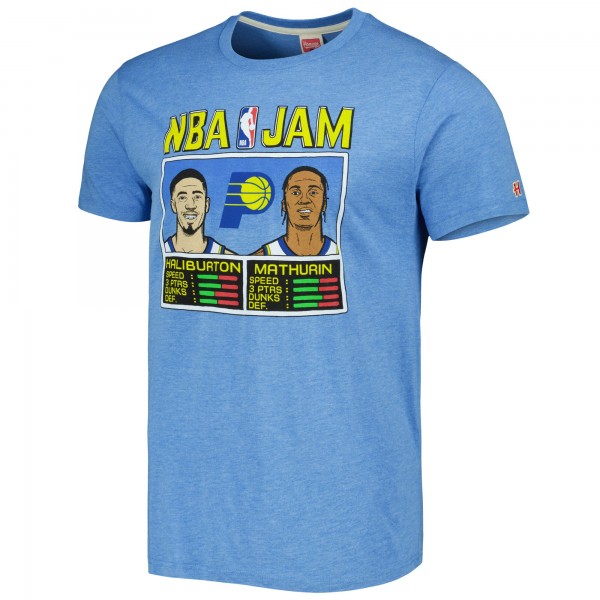 Футболка Tyrese Haliburton & Bennedict Mathurin Indiana Pacers Homage NBA Jam Tri-Blend - Light Blue