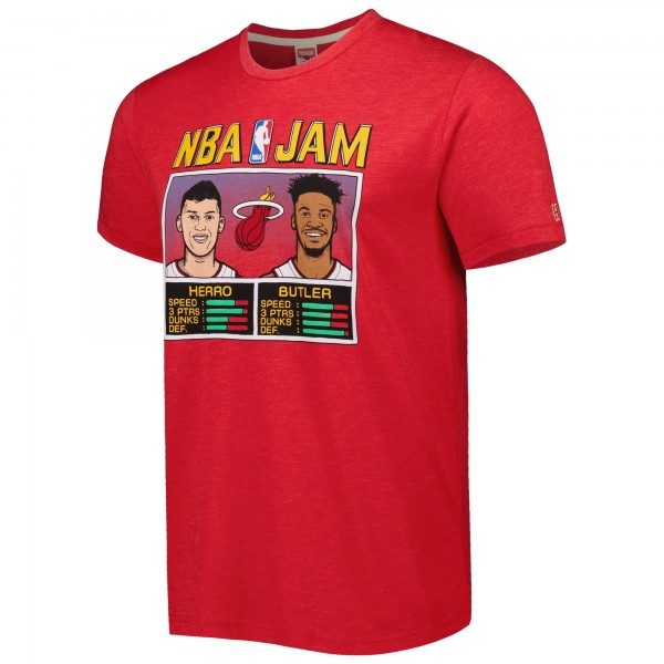 Футболка Tyler Herro & Jimmy Butler Miami Heat Homage NBA Jam Tri-Blend - Red