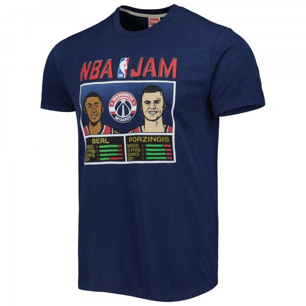 Washington Wizards Bradley Beal & Kristaps Porzingis Homage Navy NBA Jam Tri-Blend T-Shirt