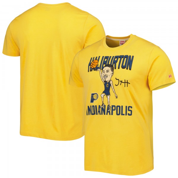 Футболка Tyrese Haliburton Indiana Pacers Homage Caricature Tri-Blend - Gold