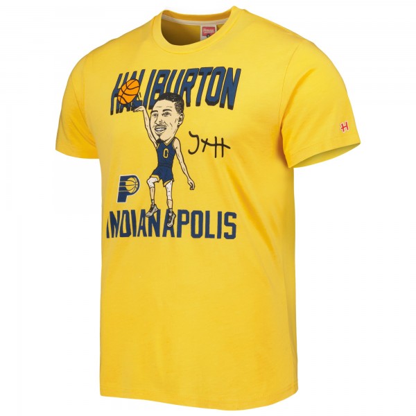 Футболка Tyrese Haliburton Indiana Pacers Homage Caricature Tri-Blend - Gold