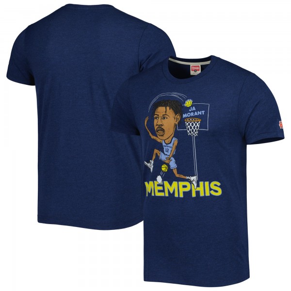 Футболка Ja Morant Memphis Grizzlies Homage Caricature Tri-Blend - Navy