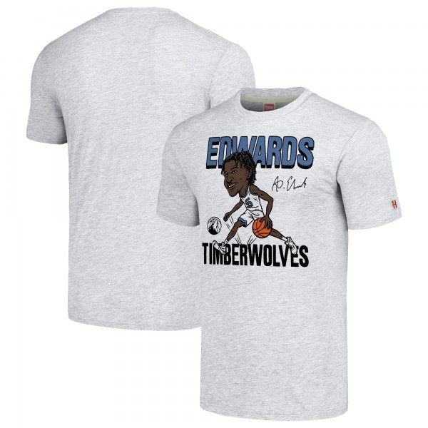 Футболка Anthony Edwards Minnesota Timberwolves Homage Caricature Tri-Blend - Ash