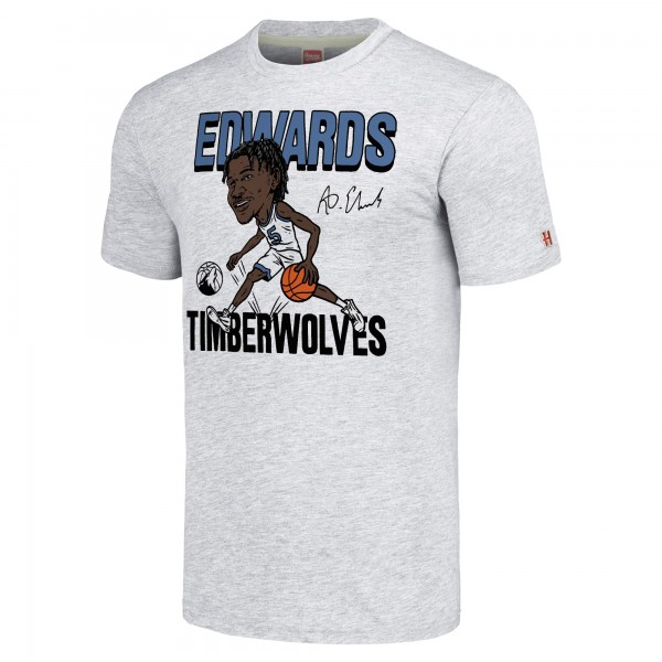 Футболка Anthony Edwards Minnesota Timberwolves Homage Caricature Tri-Blend - Ash