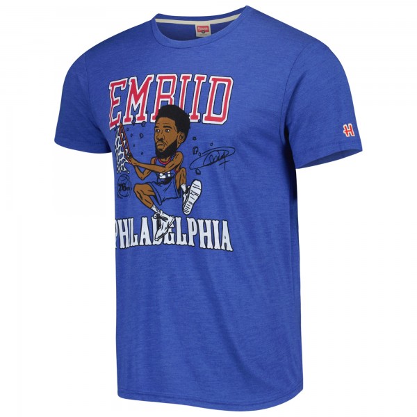 Футболка Joel Embiid Philadelphia 76ers Homage Caricature Tri-Blend - Royal