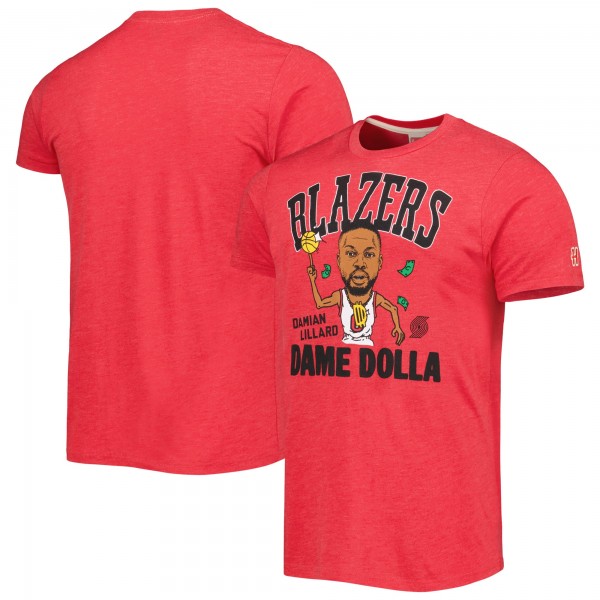 Футболка Damian Lillard Portland Trail Blazers Homage Caricature Tri-Blend - Red