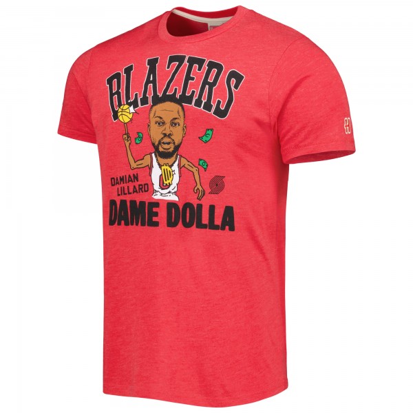 Футболка Damian Lillard Portland Trail Blazers Homage Caricature Tri-Blend - Red