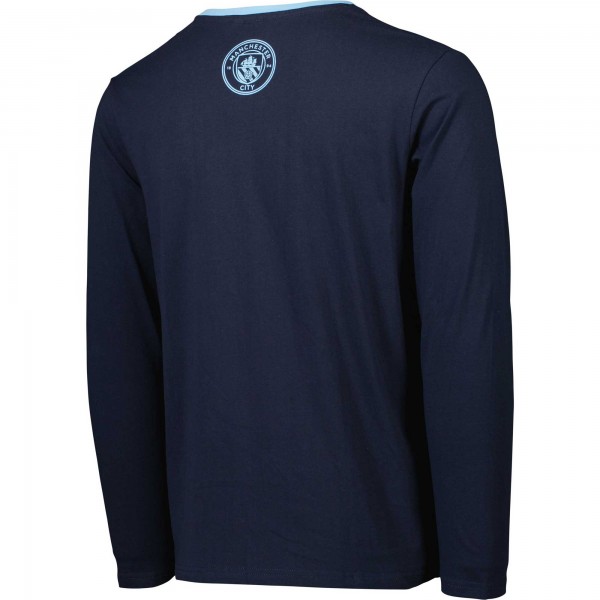 Футболка с длинным рукавом Manchester City Slogan - Navy