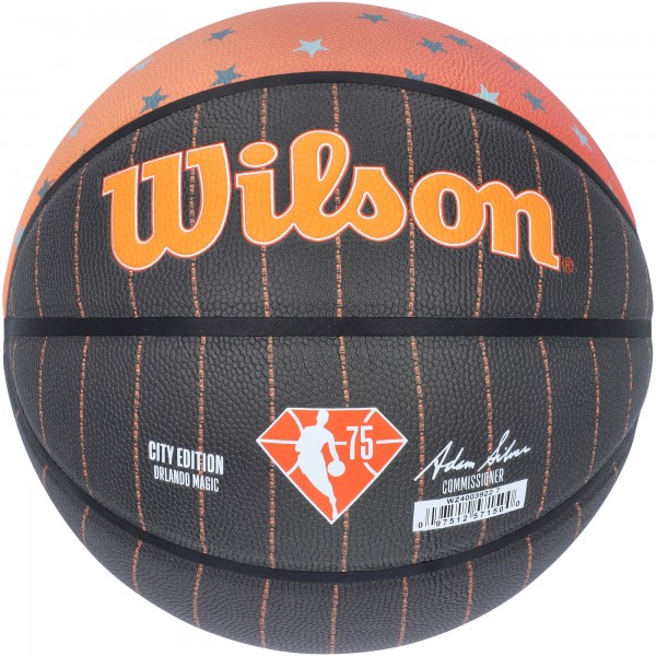 Autographed Orlando Magic Jalen Suggs Fanatics Authentic Wilson City Edition Collectors Basketball with 2021 #5 Pick Inscription