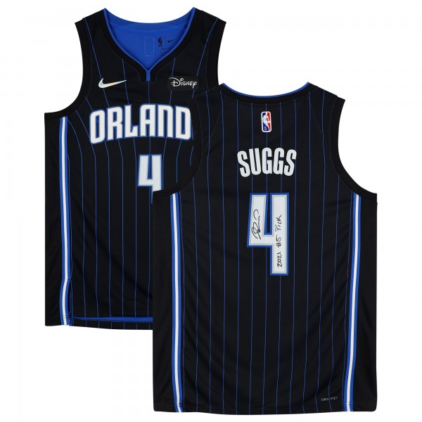 Autographed Orlando Magic Jalen Suggs Fanatics Authentic Black Nike 2021-22 Diamond Swingman Jersey with 2021 #5 Pick Inscription