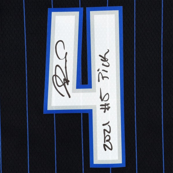 Autographed Orlando Magic Jalen Suggs Fanatics Authentic Black Nike 2021-22 Diamond Swingman Jersey with 2021 #5 Pick Inscription
