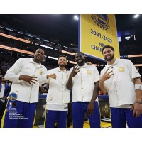 Unsigned Golden State Warriors Andre Iguodala, Draymond Green, Klay Thompson & Stephen Curry Fanatics Authentic 2022 Ring Ceremony Photograph