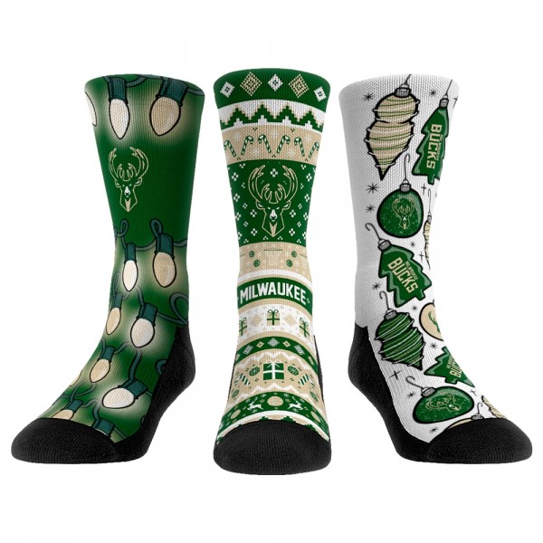 Носки Milwaukee Bucks Rock Em Unisex Holiday 3-Pack Crew