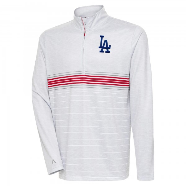 Кофта на короткой молнии Los Angeles Dodgers Antigua Bullseye - Heather Gray/Red