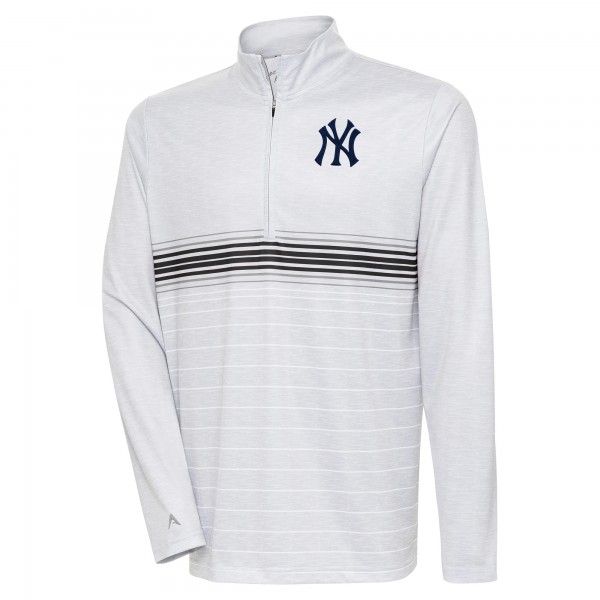 Кофта на короткой молнии New York Yankees Antigua Bullseye - Heather Gray/Black