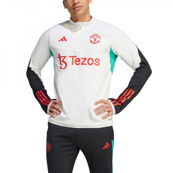 Кофта на короткой молнии Manchester United adidas 2023/24 Training AEROREADY - White