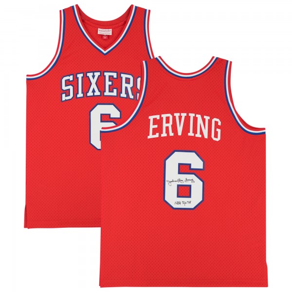 Autographed Philadelphia 76ers Julius Erving Fanatics Authentic Red Mitchell & Ness 1982-83 Swingman Jersey with NBA Top 75 Inscription